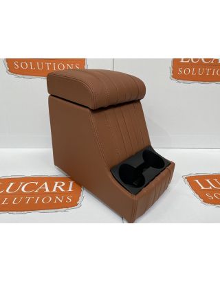 Full Leather high Tan leather arm rest cubby box fits Land Rover